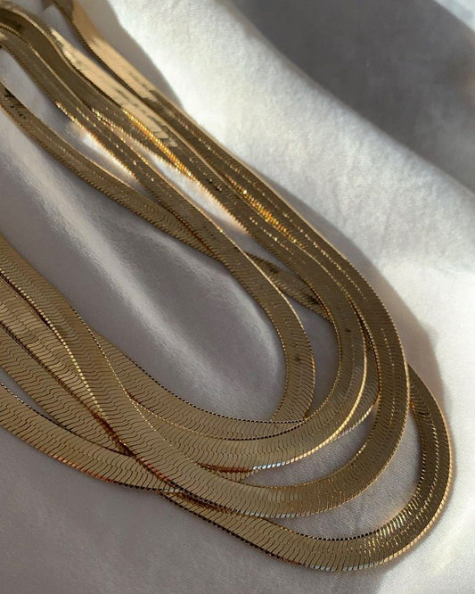 Lena Herringbone Snake Necklace